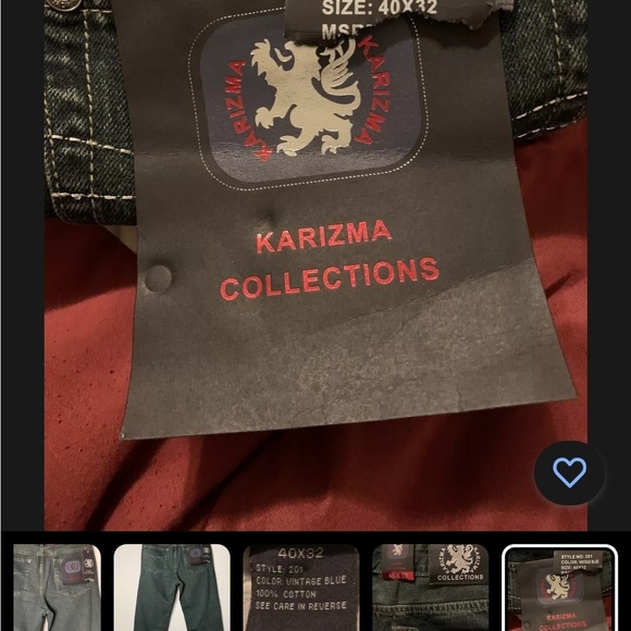 Karizma Collections  Men's Jeans Size 40/32 Vintage Blue Wash - Picture 11 of 16